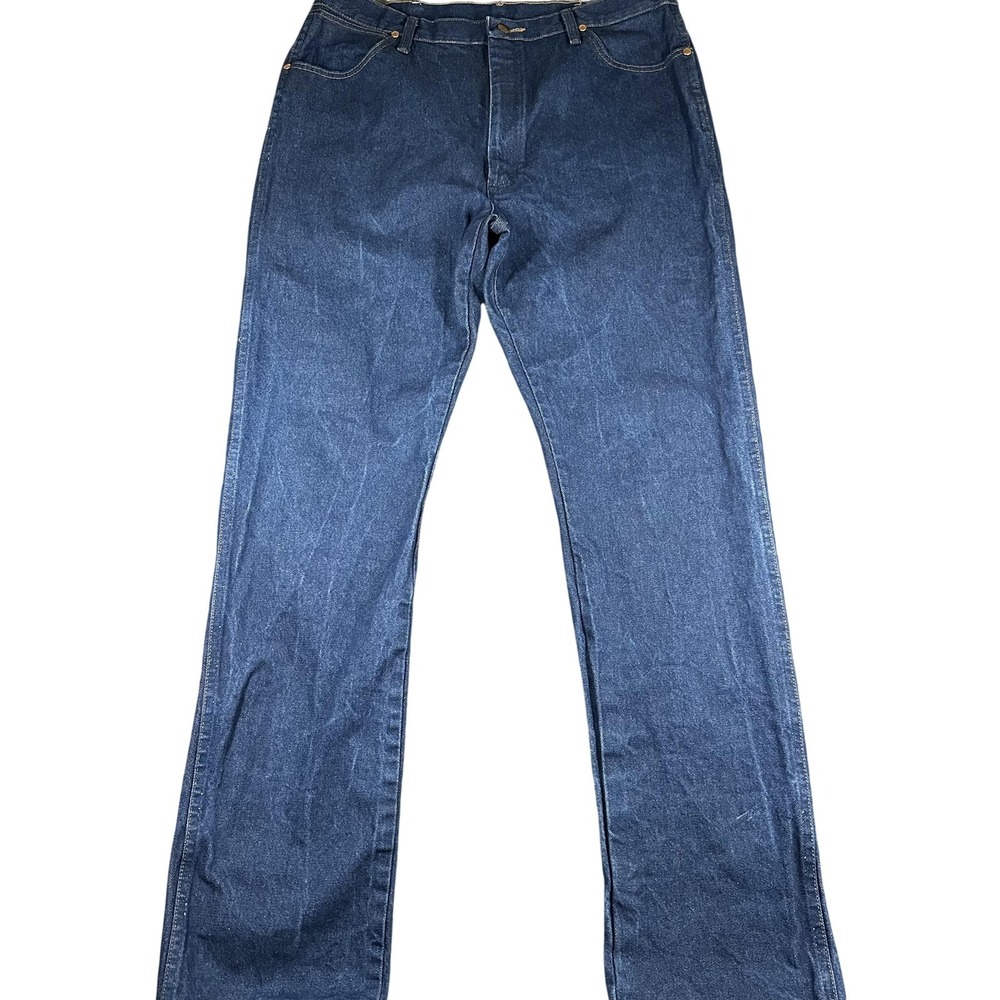 Wrangler 13MWZ Jeans Mens 38x36 Blue Straight Denim Dark Wash Cowboy Cut Western